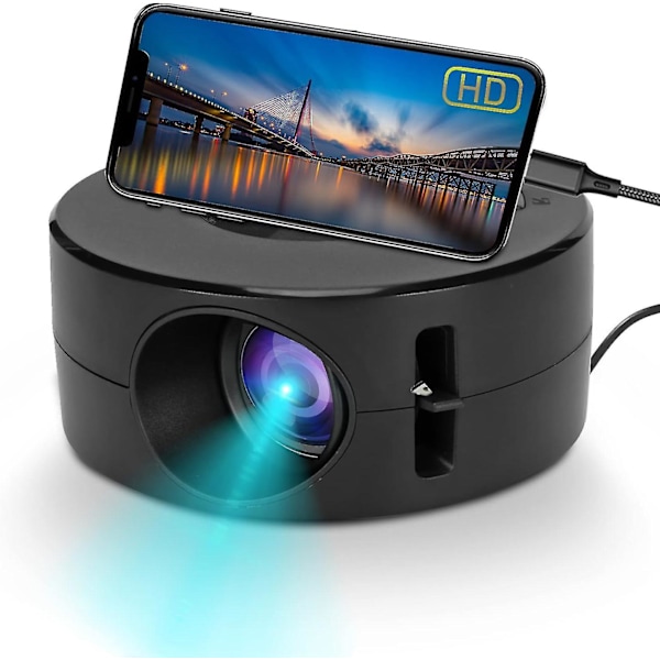 Mini LED-projektori, kannettava elokuvaheijastin lapsille, älykäs projektori älypuhelimelle ja tabletille, HD-taskuprojektori USB- ja R-liitännällä