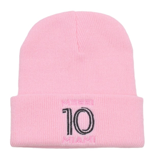 Mub- Miami Messi Lue AW 10 Brodert Strikket Lue Vifte Varm Kald Caps-FA3- No. 10 - Pink