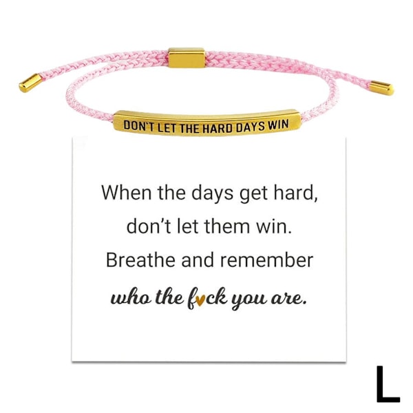 CTDWNT Låt inte de svåra dagarna vinna armband för kvinnor och män, Inspirerande pink2 onesize