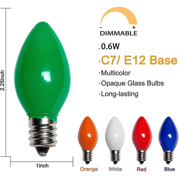 25ft C7 LED-julbelysning, C7 utomhuskeramiska ljusslingor w