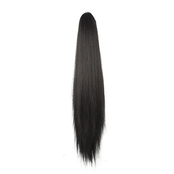 Syntetisk lång rak klohästsvans peruk Clip In Hair n Hairp dark brown One-size