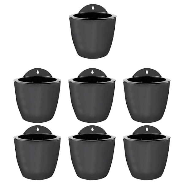 7 kpl/erä Premium-hartsi itsekasteltava kasvi- ja kukkaruukku, tyylikäs Gray-black 130