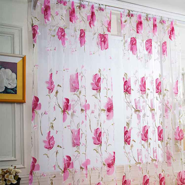 Romantisk Tyllgardin Fönsterpanel för Vardagsrum Pink