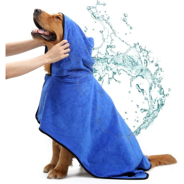 Koirakylpytakki pyyhe säädettävällä hihnalla, nopea kuivuminen Super