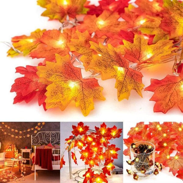 Ljuskedjor med lönnlöv - används för Thanksgiving Halloween-dekor