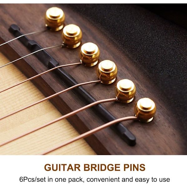 6 stk. guitarpinde i messing til akustisk guitar