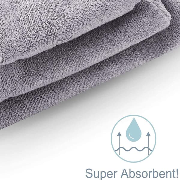Mikrofiber hårhåndkle for kvinner, 2-pakning, absorberende, raskt magisk tørt hårhåndkle, grå+hvit-FA-