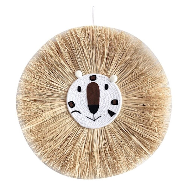 Vävda trådtecknade L-ion Tiger Macrame Tassel Huvud Vägg Hängande Dekor 19.6in Style 1
