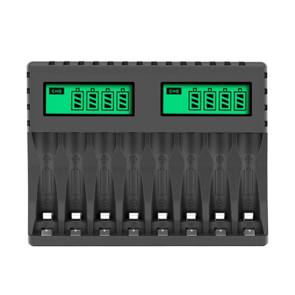 Batteriladdare med LCD-display, intelligent för AA/AAA NiCd NiMh uppladdningsbara batterier, laddare för aa aaa Svart Black 0.15