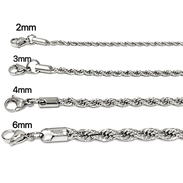 Cordell-ketju kaulakoru terästä, joka säilyttää värinsä eliniän 3mm tjock,55cm lång