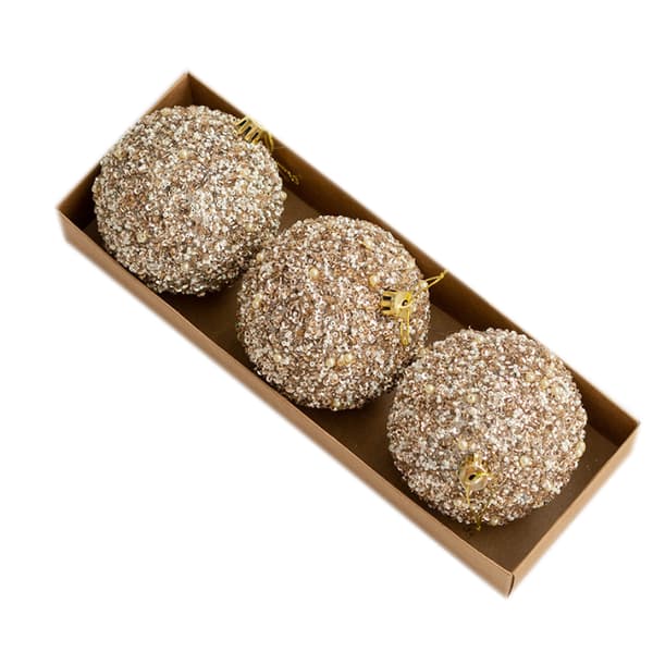 Champagne Julgranskulor Set Julgransdekoration-FA- 3pcs 8cm