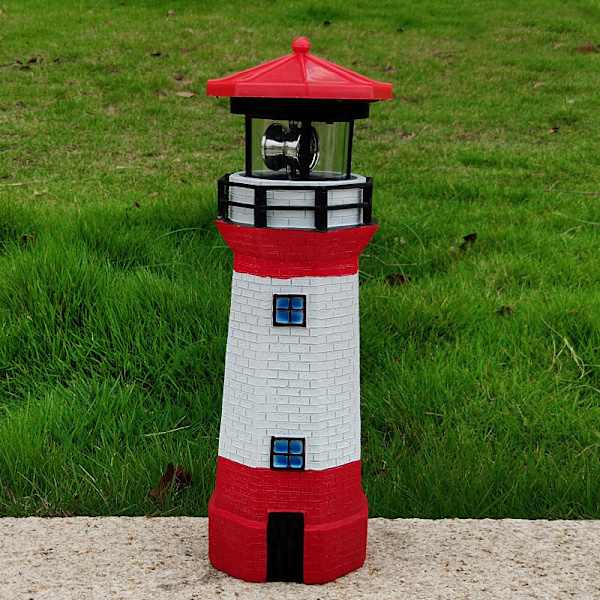 Fyr Solar LED-ljus Utomhus Trädgård Yard Roterande Beam Sensor Beacon Lamp