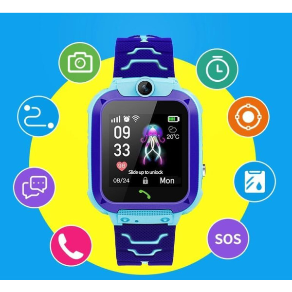 GPS-positionerende smart watch til børn BLACK No card insertion