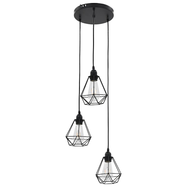 vidaXL Taklampe med diamantdesign svart 3 x E27-lampe black 1810