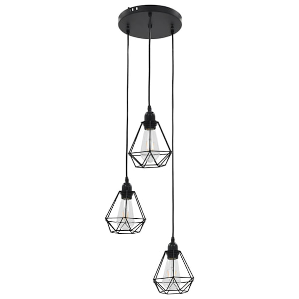 vidaXL Timanttimallinen kattovalaisin musta 3 x E27-lampulle black 1810