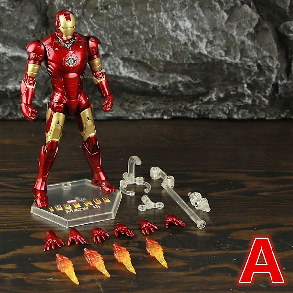 Zd Toys Marvel Iron Man Mk1 Mk2 Mk3 Mk4 Mk5 Mk6 Mk7 Mk42 Mk43 7\" Elokuva Actionfigur Iron-man Mark 1 2 3 4 5 6 7 42 43 Legends C MK3 A - Loose