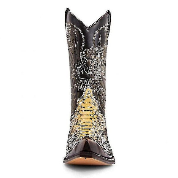Python Western Boots Colorblock Broderi Herr Stövlar Mode Moderna Skor 45