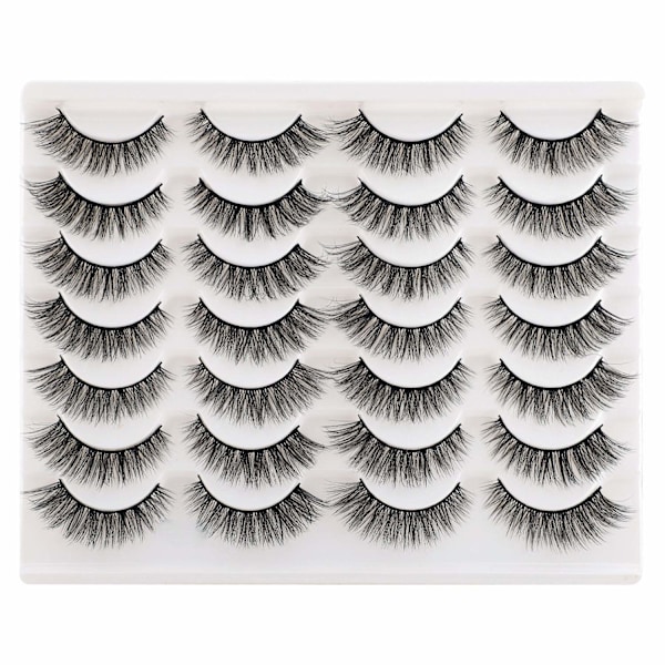 Fransar Lösögonfransar Cat Eyes Wispy Natural Faux Mink Fransar 14 Par Pack Lätt volym Korta falska ögonfransar Multipack