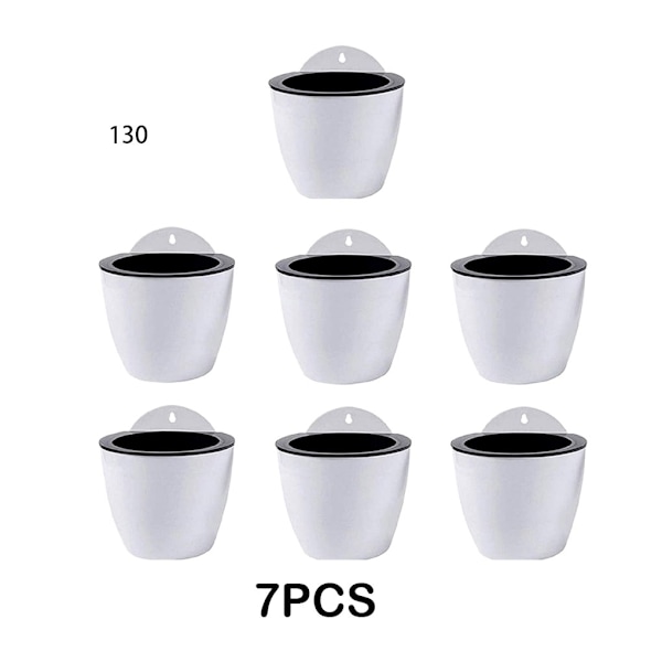 7-pak/sæt Premium Harpiks Selvvandede Blomsterpotte Elegant white 130