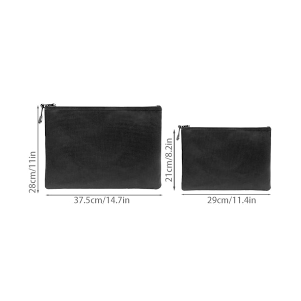 Brandsäkra och vattentäta påsar (2-pack), brandsäker dokumentväska, vattentät silikonpåse för viktiga dokument Svart（38X37,5/21X29cm）——VEBTles