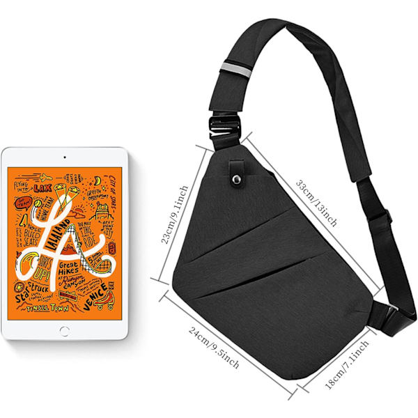 Multifunksjonell brystveske for menn, tyverisikker skulderveske for menn, sling crossbody skulderveske for menn liten for utendørsreiser, fotturer og jogging