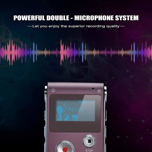 Bärbar digital röstinspelare ljudinspelare diktafon LCD-inspelare MP3-spelare - 8 GB (vinröd)
