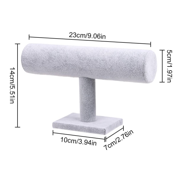 Sammets T-bar Stativ Oppbevaringsstativ GRÅ grey
