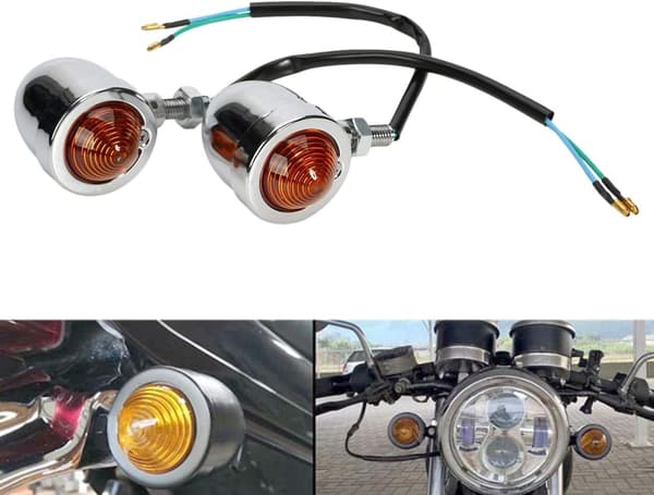 Universal 2X Krom HL Røde Motorcykel Blinklys Indikatorlys-FA-