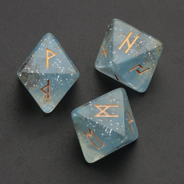 3 stk Harts Tærninger Sæt 8-sidede Runde Tærninger Resin Assorterede Polyhedriske Tærninger Sæt Polyhedrisk Divination Bordplade Tærning Blue 0.02