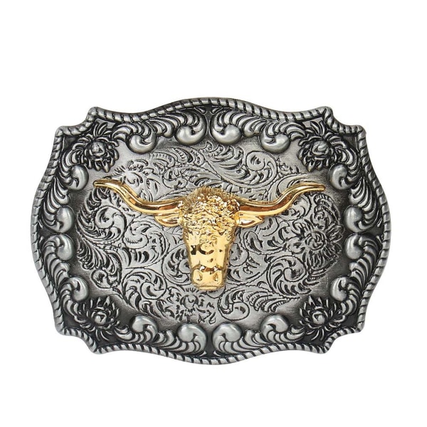 Long Horn Western Belt Buckle Zinc Alloy Western Cowboy Gold