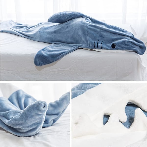 Sharkfilt Vuxen Dress Up, Supermjuk Soffa Snugglefilt Sharkfilt Sovsäck, Bärbar Sharkfilt Hoodie -HG L