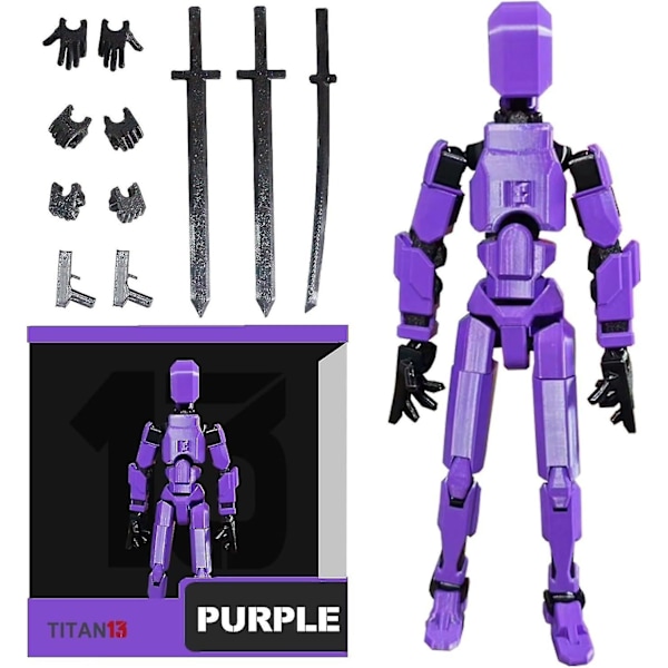 T13 Actionfigur, Titan 13 3D-trykt Actionfigur, Lucky 13 Actionfigur, Nova 13 Actionfigur Dummy 13 Actionfigur Purple