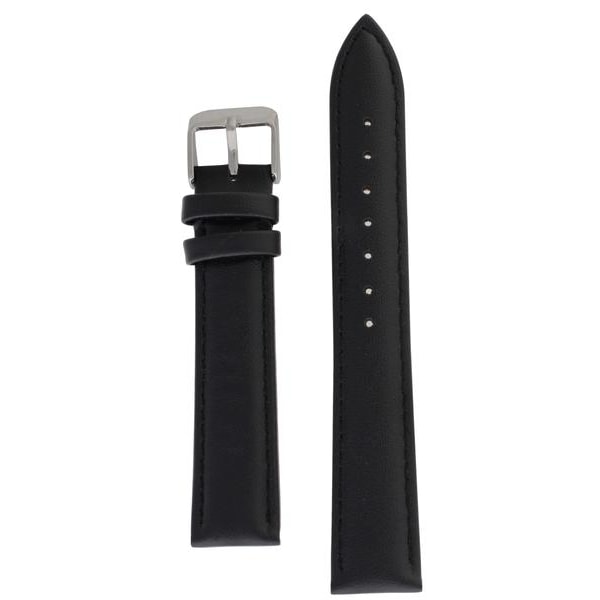 Vadderat läderband 8/10/12/14/16/18/20/22/24 mm Svart Black 18 mm
