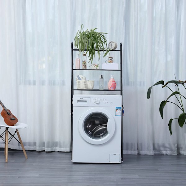 Herzberg HG-03282: 3-etasjes vaskemaskin og oppbevaringshylle for bad 2800