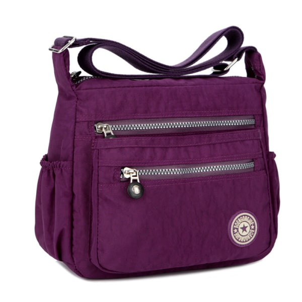 Dam Handtaske Lærred Casual Skuldertaske Vandtæt Crossbody-taske Dark purple