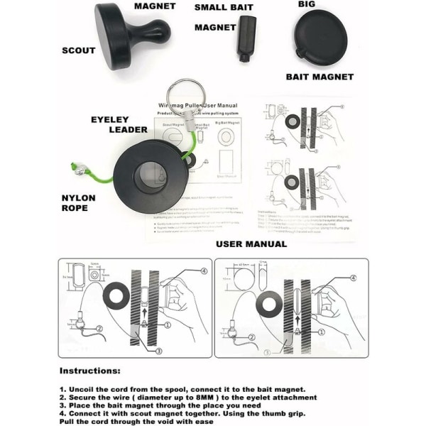 Magnetisk kabeltrekker Pro/Magnetisk ledningstrekker - Fleksibel magnetisk