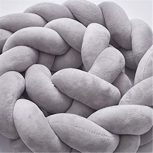 Sängin reunasuoja, vauvan puskuri sängyssä, vauvan sängyn puskuri, kudottu reunasuoja, pään suojaus, koriste lastensänkyyn (harmaa, 100 cm) Gray 100cm