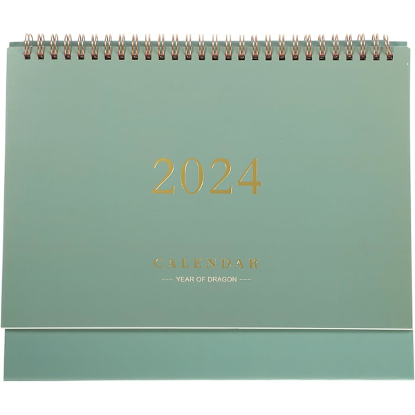 2024 Skrivbordskalender, Stående Flip Desktop Kalender från december 2024, 7,5 x 6,4, Stå upp Skrivbordskalender Grön