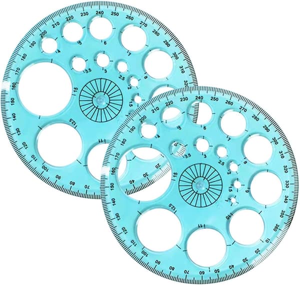 Geometric Round Ruler from Pieces, Round Drawing Template, 360° Protractor, Round Stencil Ruler, Multifunctional Drawing Ruler, Painting Measuring Ruler-FA-