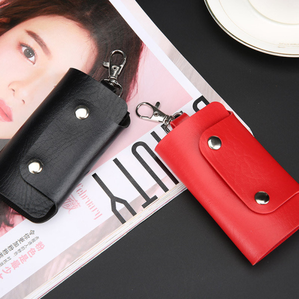 Key holder (black+red), case in leather, organizer in leather wi