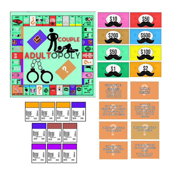 Adultopoly Brettspill for Par - Adultopoly Datespill - Morsomt Inne A