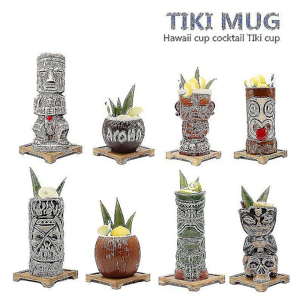 Gratis fragt Hawaii Tiki-krus Cocktailkop Ølkrus Drikkekrus Vinkrus Keramiske Tiki-krus Perfekt til C