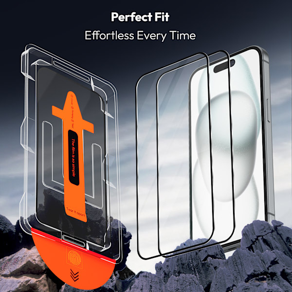 2-pack iPhone 15 Screen Protector - Tempered Glass | [Automatic Installation] - Bubble-Free iP-FA- Iphone 15