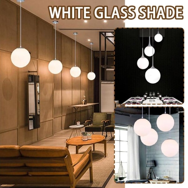 Matt vit glasglob lampskärm ersättning rund kåpa 15cm One-size