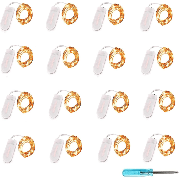 16-pack orangefärgade ljusslingor (batterier ingår) 10,2 fot 30 lysdioder F