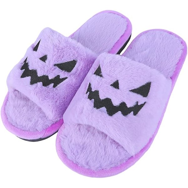 Halloween Slippers Jack O Lantern Pumpkin Soft Plush Cozy