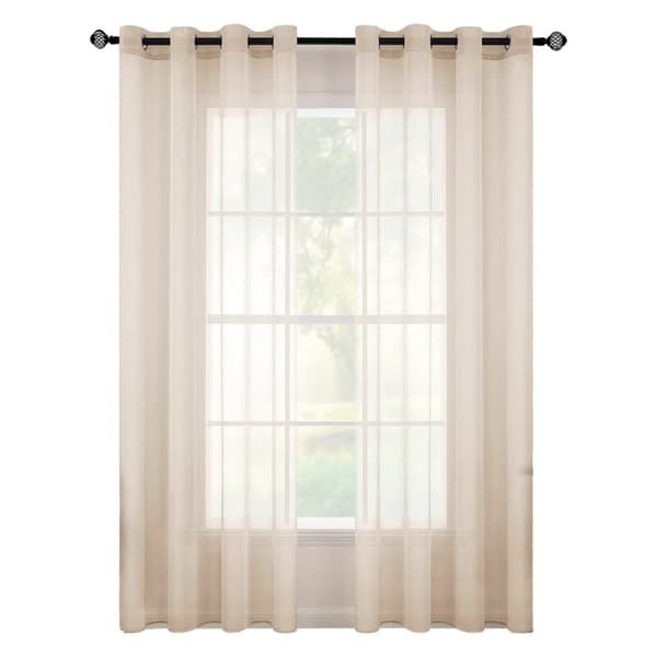 2-pack transparenta voilegardiner med öljetter, 140x225 cm, för vardagsrum och sovrum-FA-