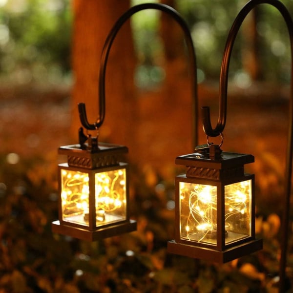 2 Pack Solar Lanterns Vattentät Outdoor Solar Bordslampor Hangin