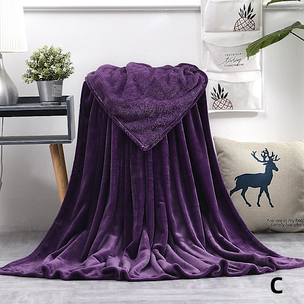 Konstpälsfleecefilt stor soffa mink sängöverkast mjuk varm dubbel & king size Fk[HK] Purple