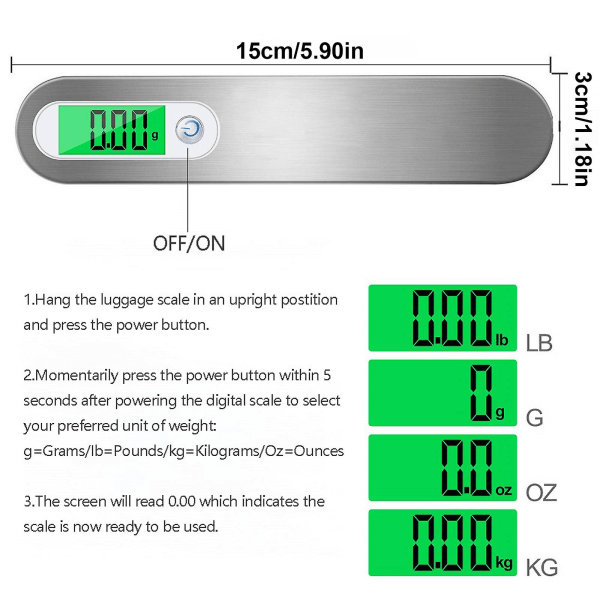 Bærbar elektronisk bagasjeskala 50 kg